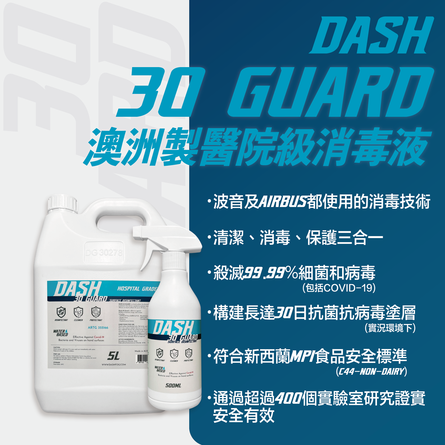 DASH-30 防護醫院級抗菌塗層消毒劑 （5L）